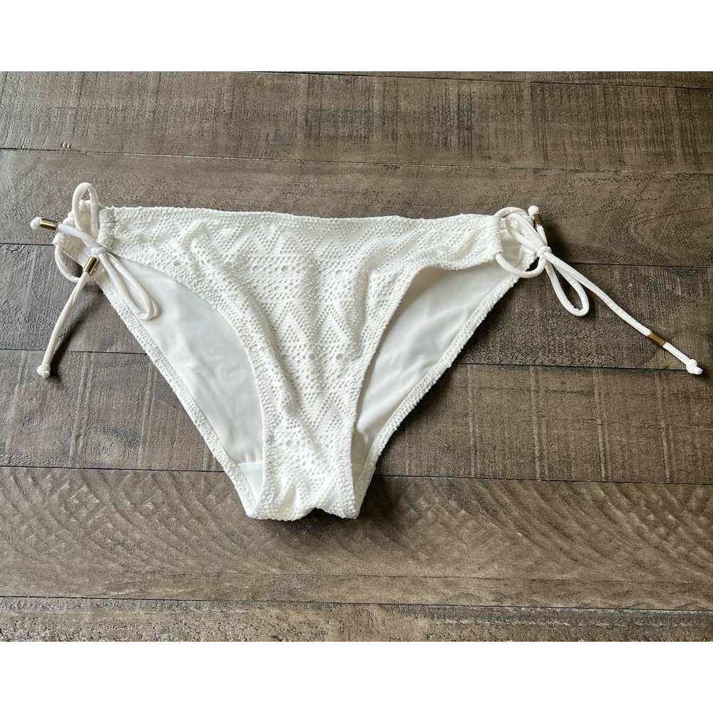 Dorina Women's White Crochet‎ String Bikini Bottoms Size Large